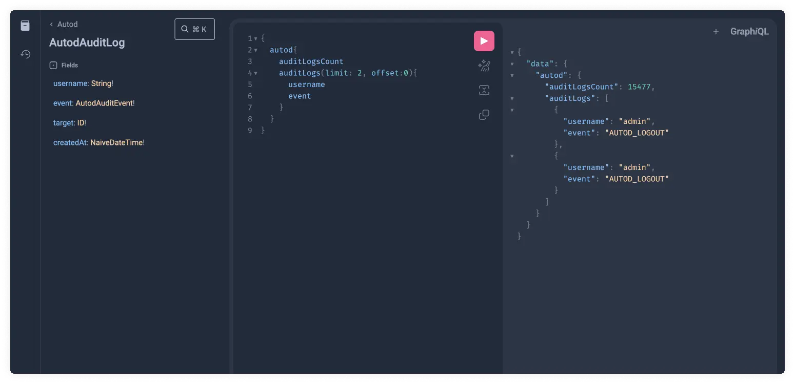 Graphiql Audit Log Result