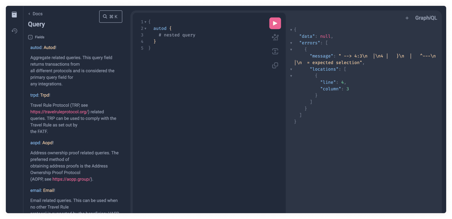 Graphiql Query Schema Type Error