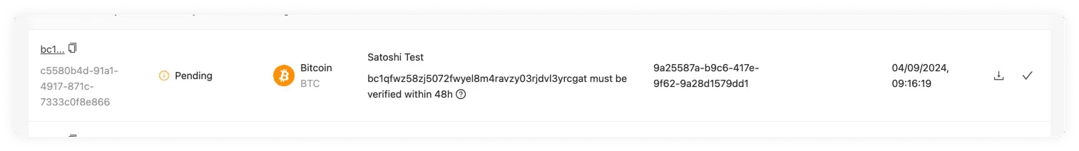 Satoshi Test Row