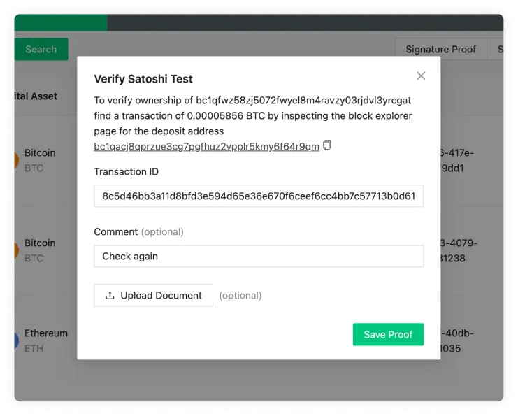 Satoshi Test Verify Pop-up