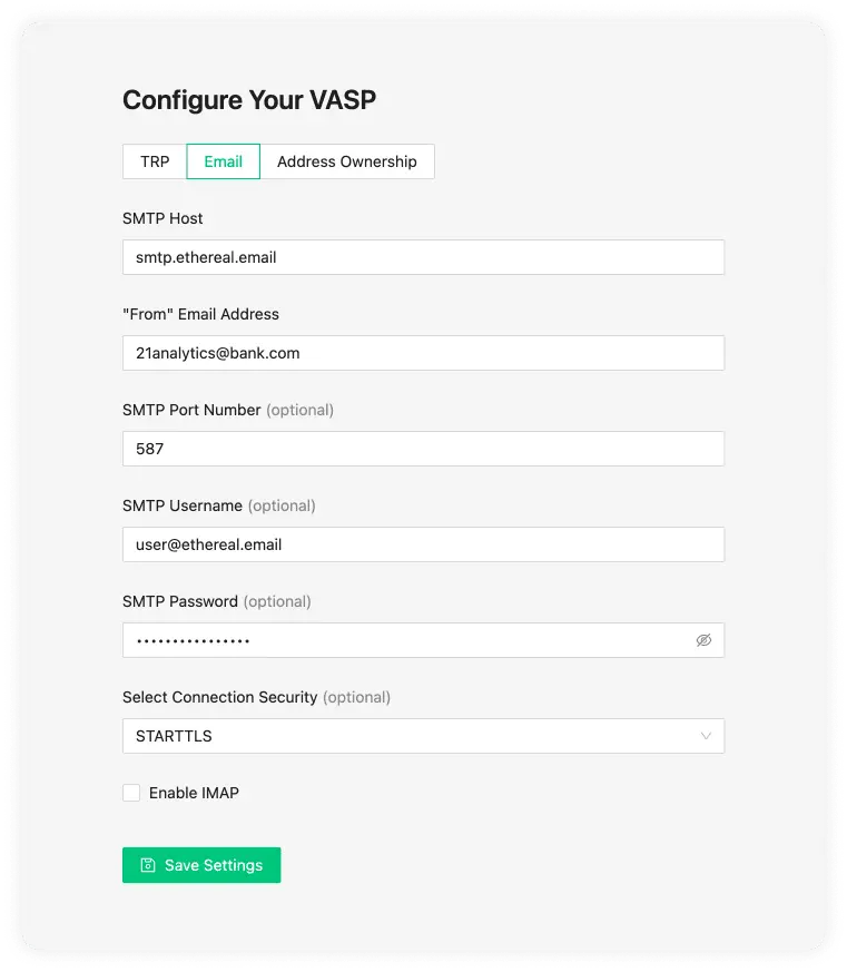 Configure your VASP Email