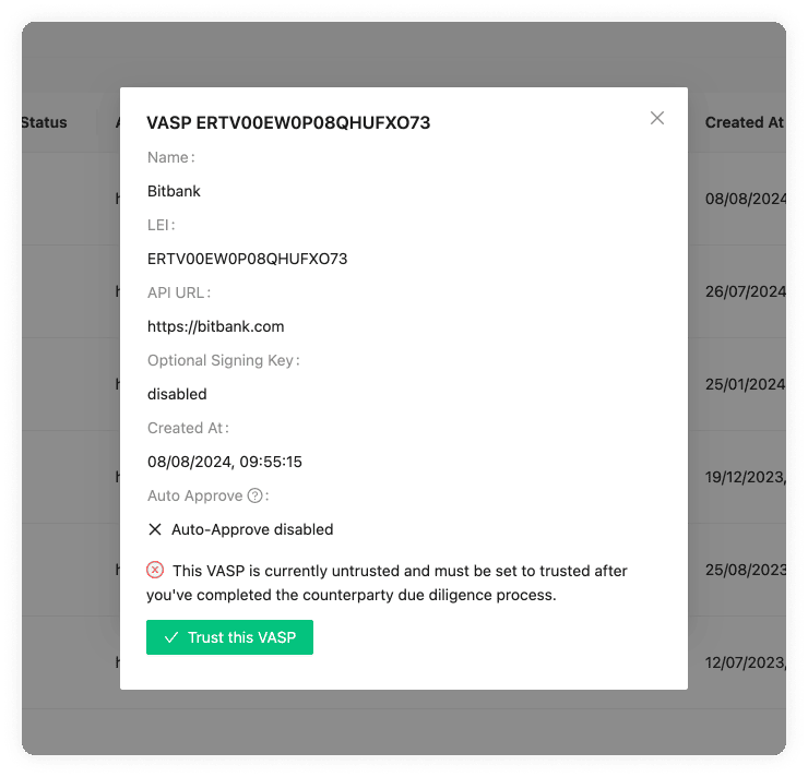 Counterparty VASP Untrusted VASP Details VASP