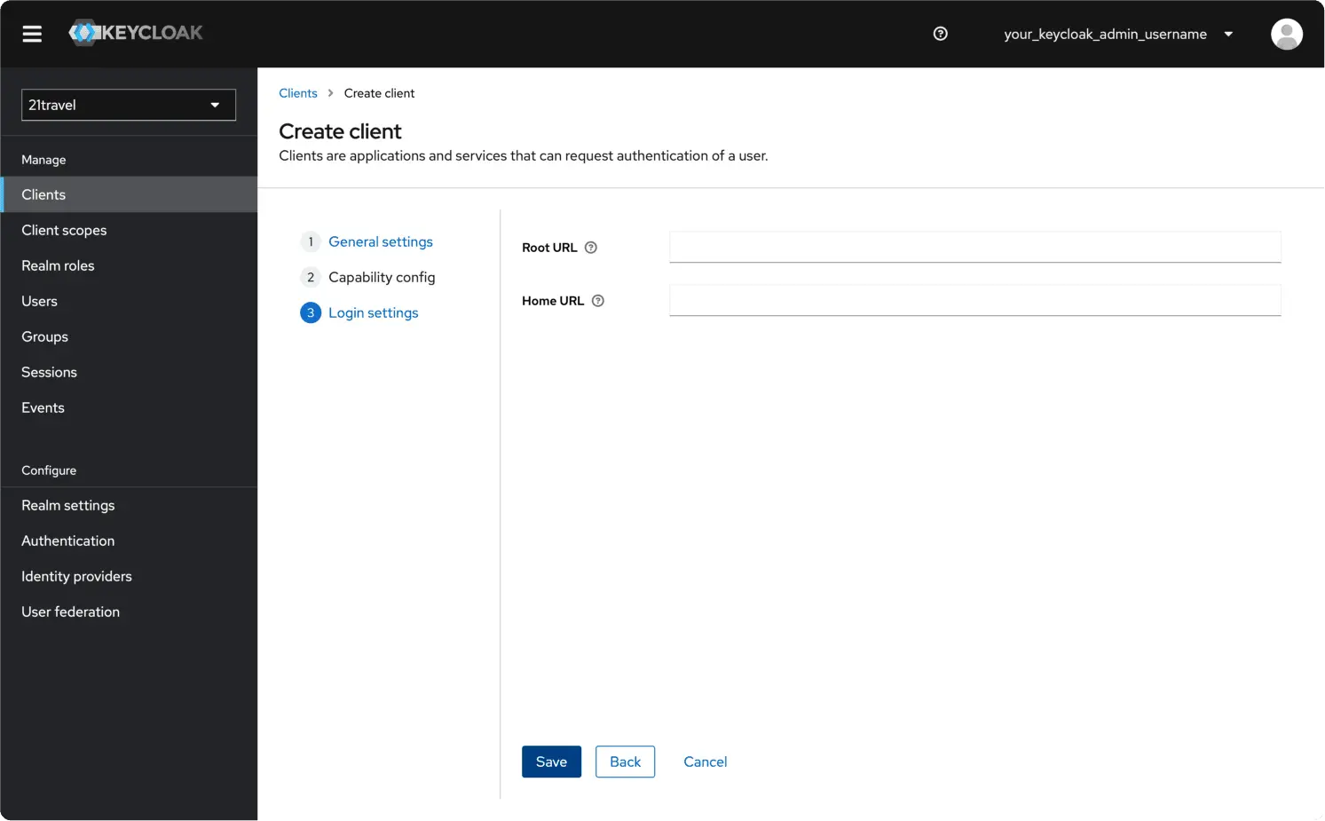 Keycloak Create Client Login Setting