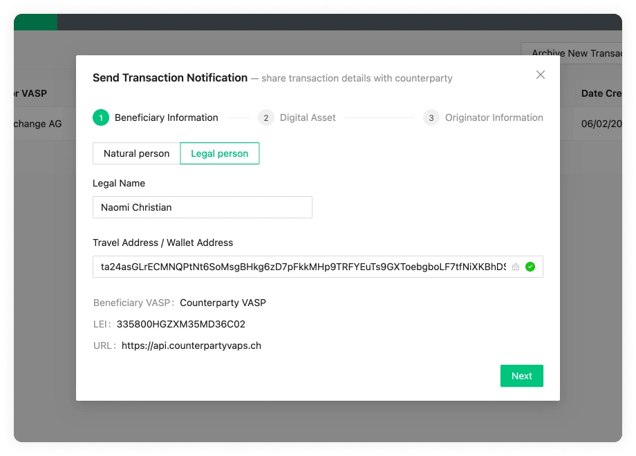 Send Transaction Notification Beneficiary TRP