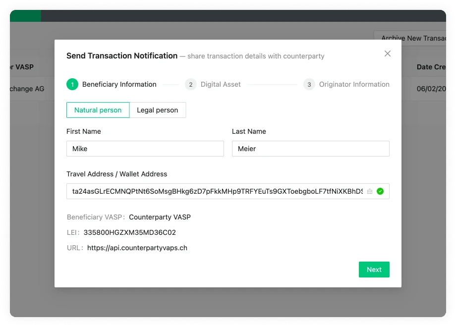 Send Transaction Notification Beneficiary TRP