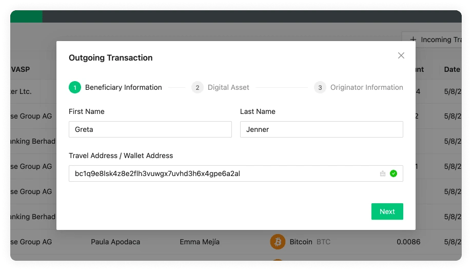 Outgoing Transaction Beneficiary Email