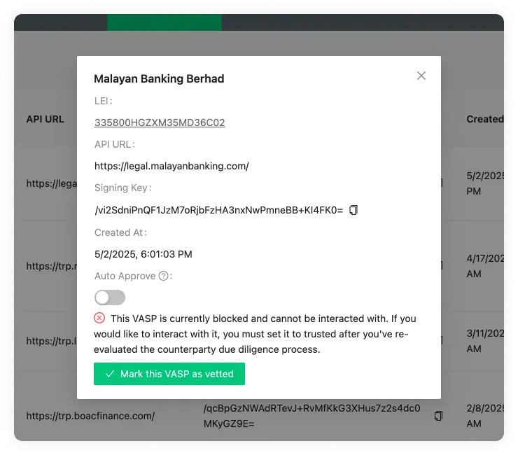 Counterparty VASP Untrusted VASP Details VASP
