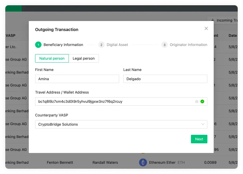 Outgoing Transaction Beneficiary Email