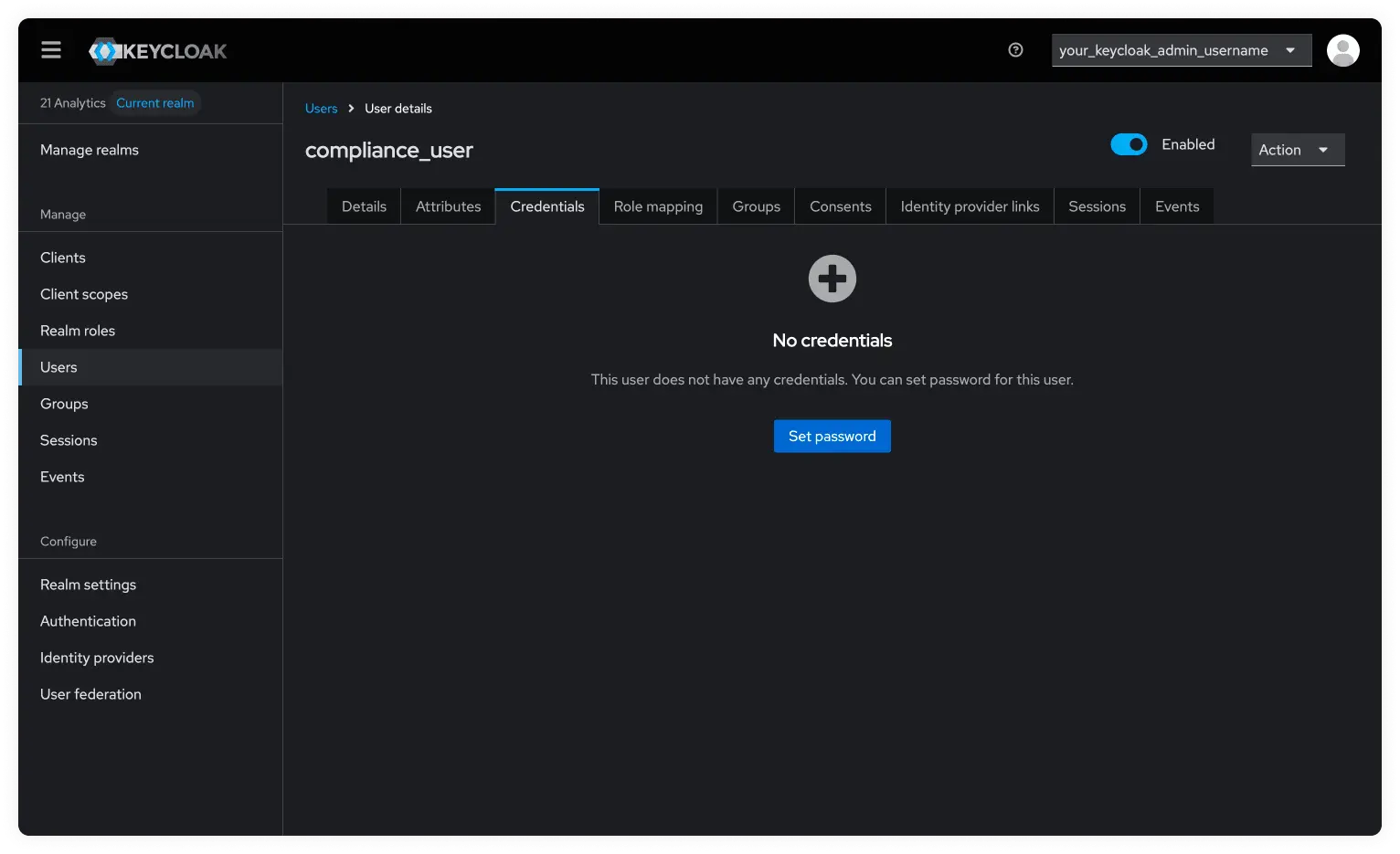Keycloak User Credentials