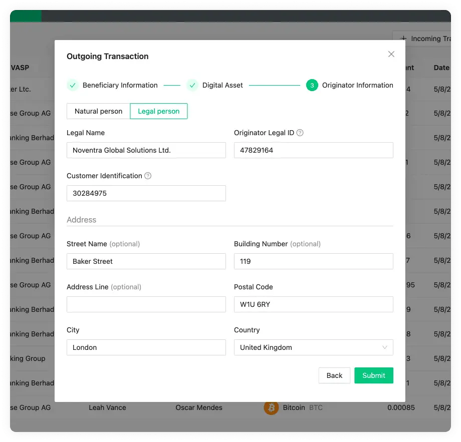 Outgoing Transaction Originator Using TRP