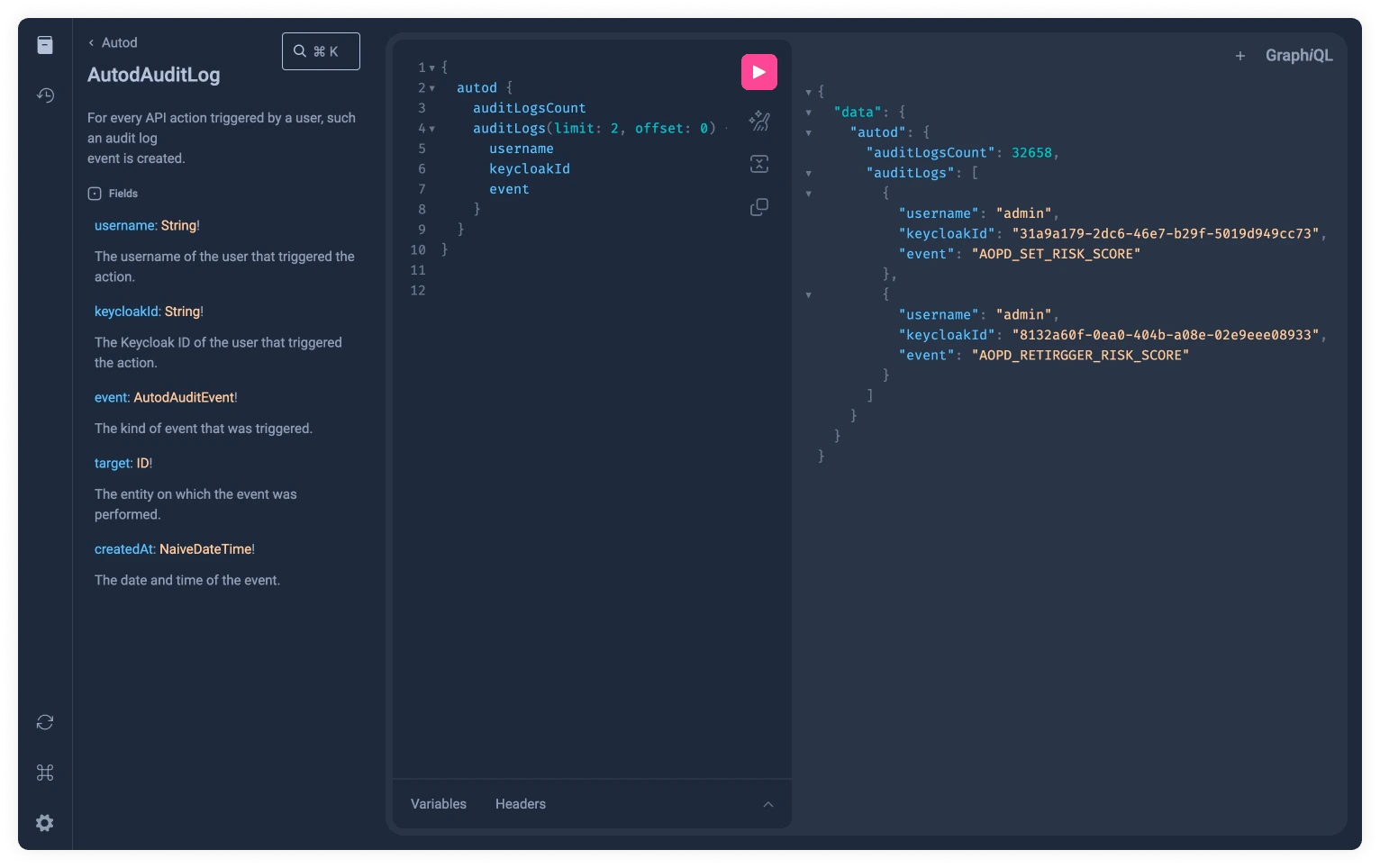 Graphiql Audit Log Result