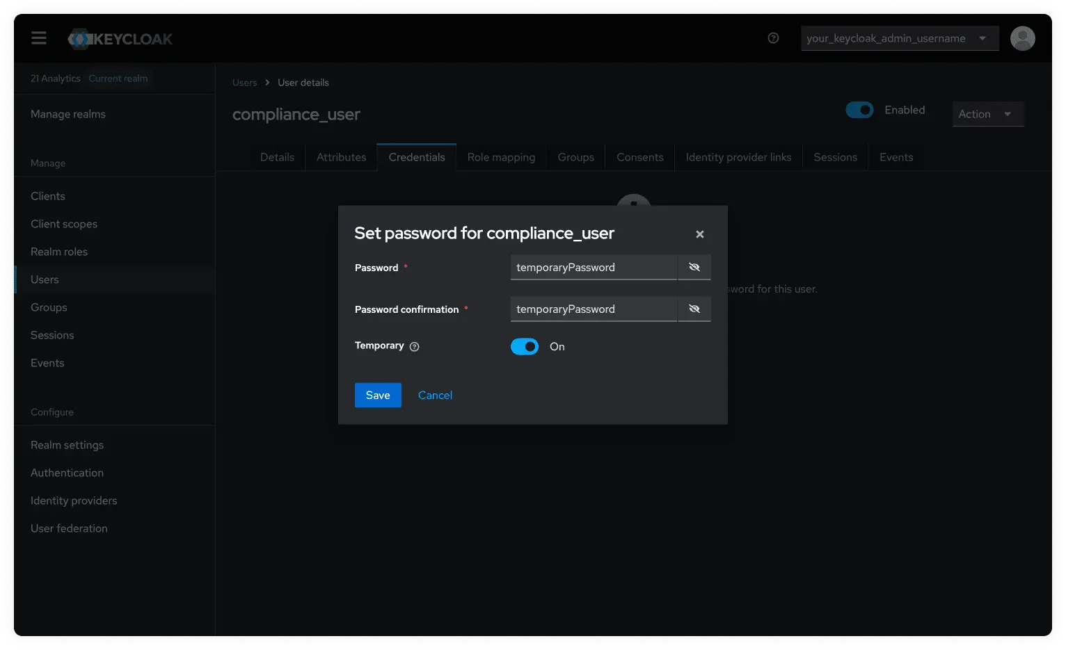 Keycloak Set Password