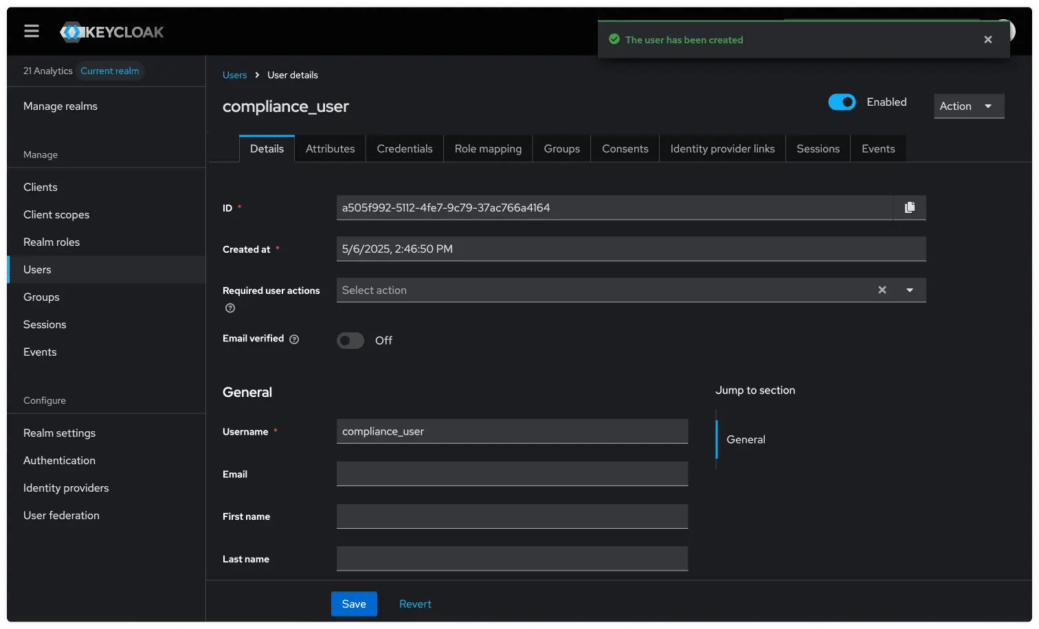 Keycloak User Details