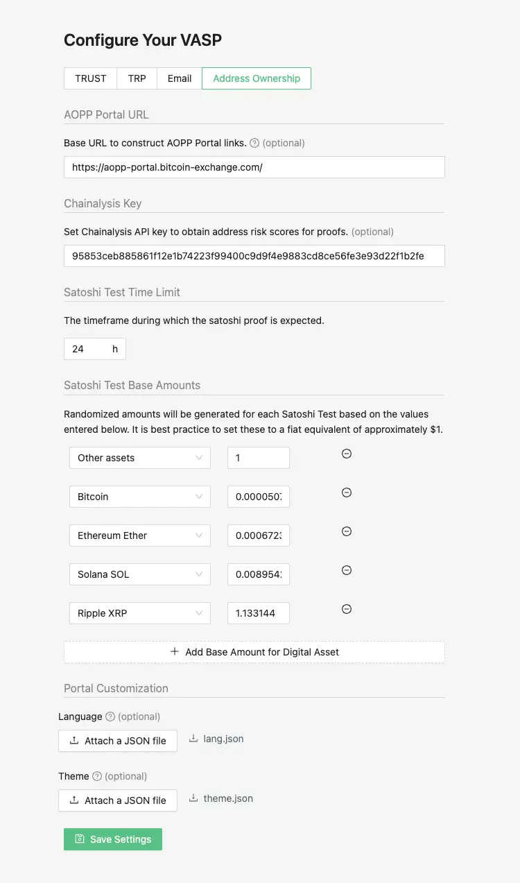 Configure your VASP Address Ownership
