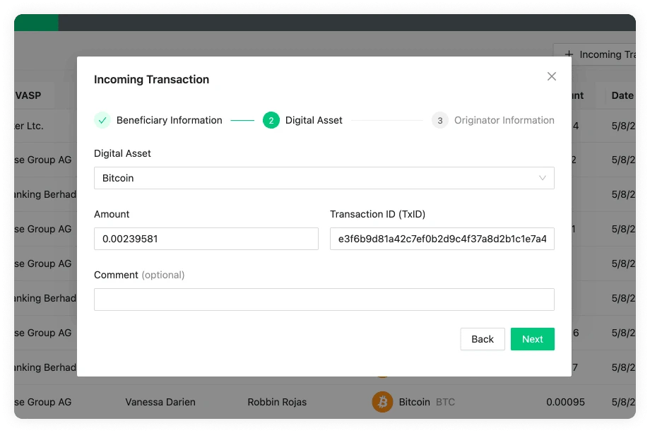 Incoming Transaction Digital Asset