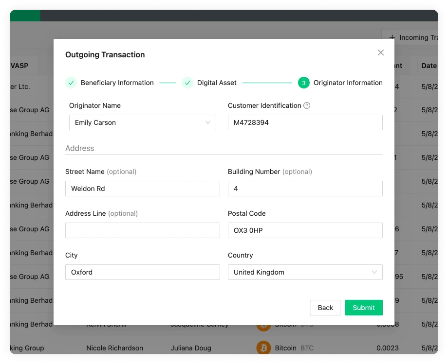 Outgoing Transaction Originator Using TRP