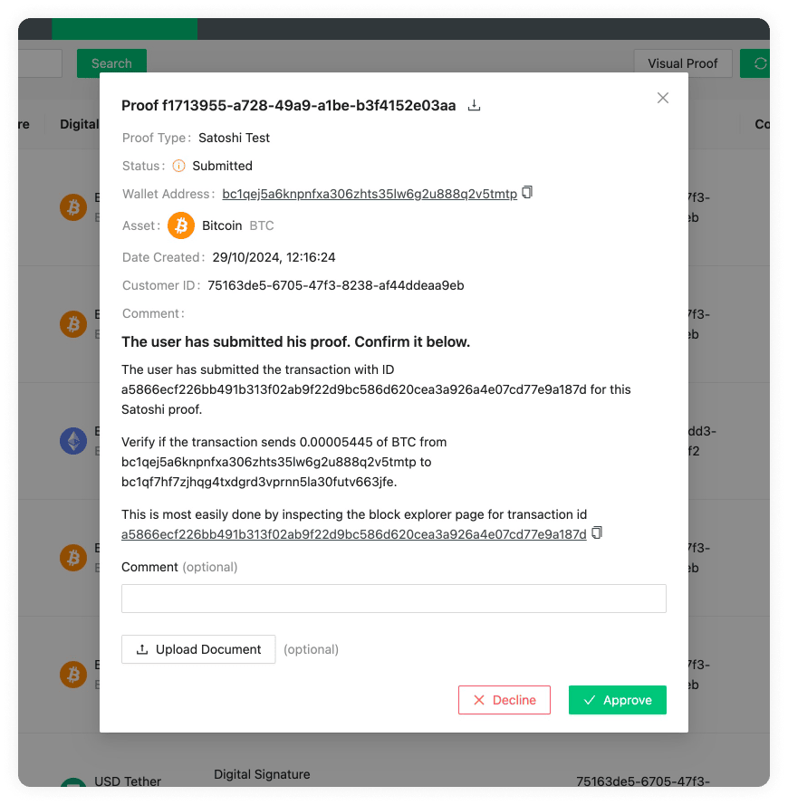 Satoshi Test Proof Entry