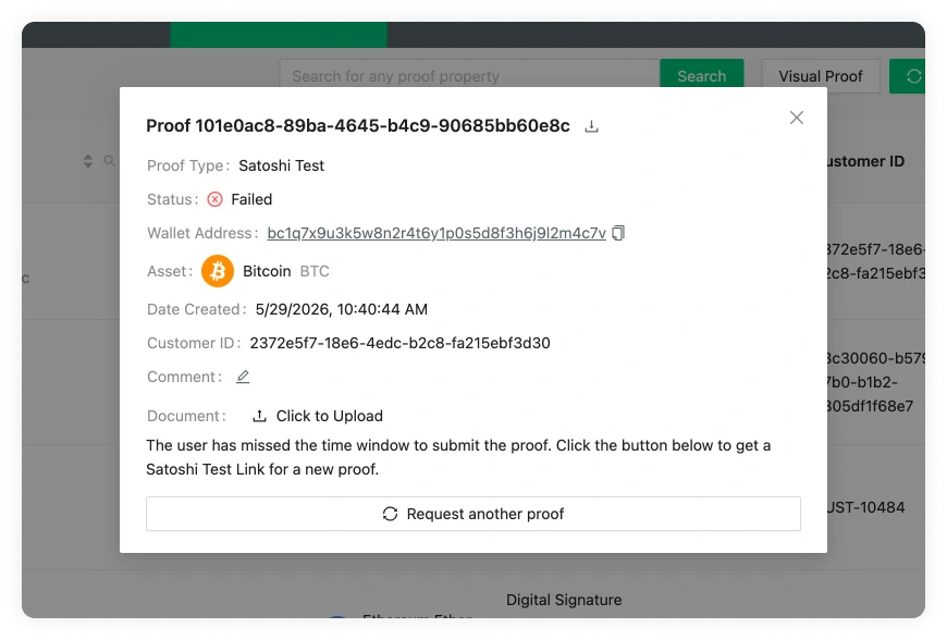 Satoshi Test Expire Proof Modal