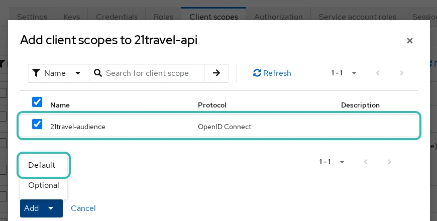 Keycloak Add Client Scope Audience