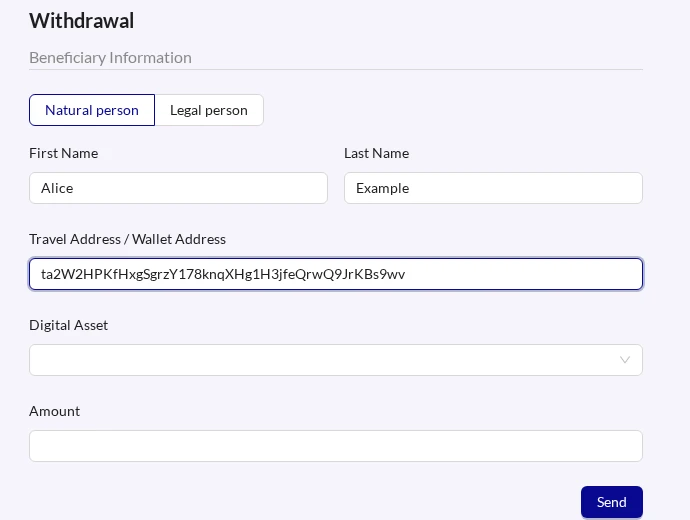 Travel Address in UI