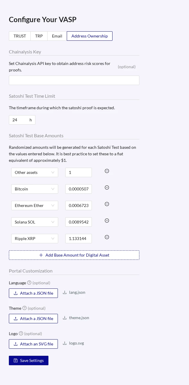 Configure your VASP Address Ownership