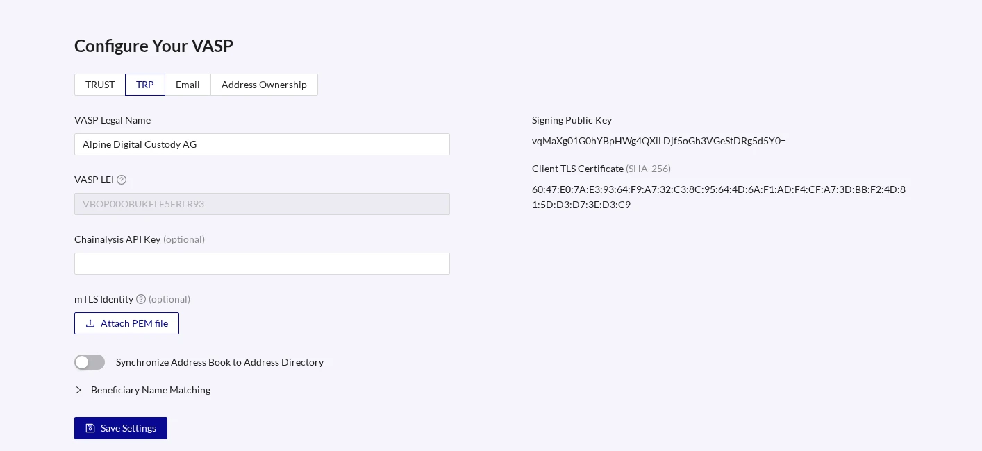 Own VASP configuration