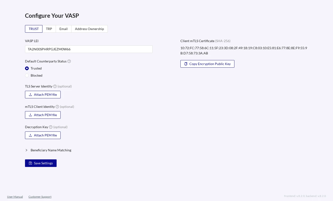TRUST VASP configuration