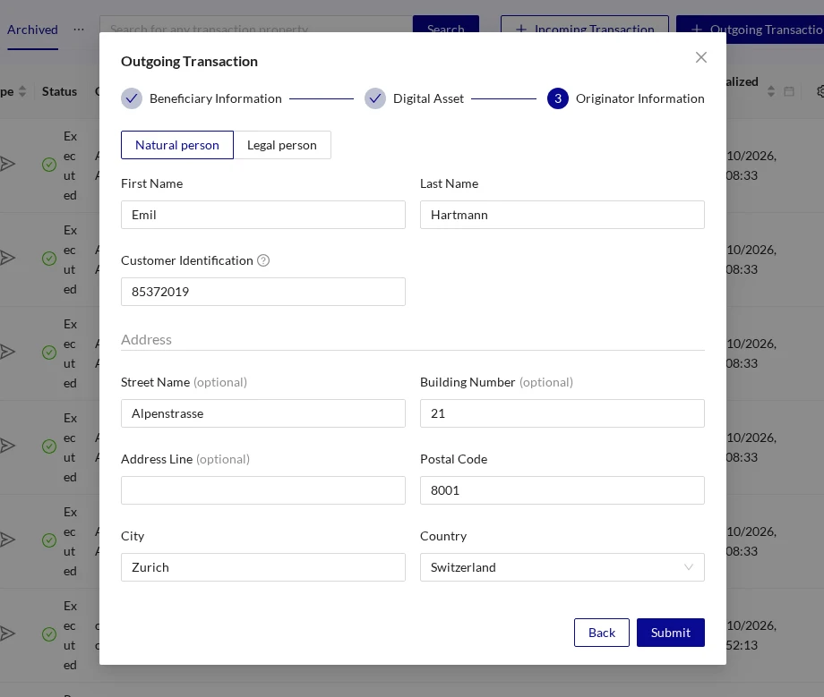Outgoing Transaction Originator Using TRP