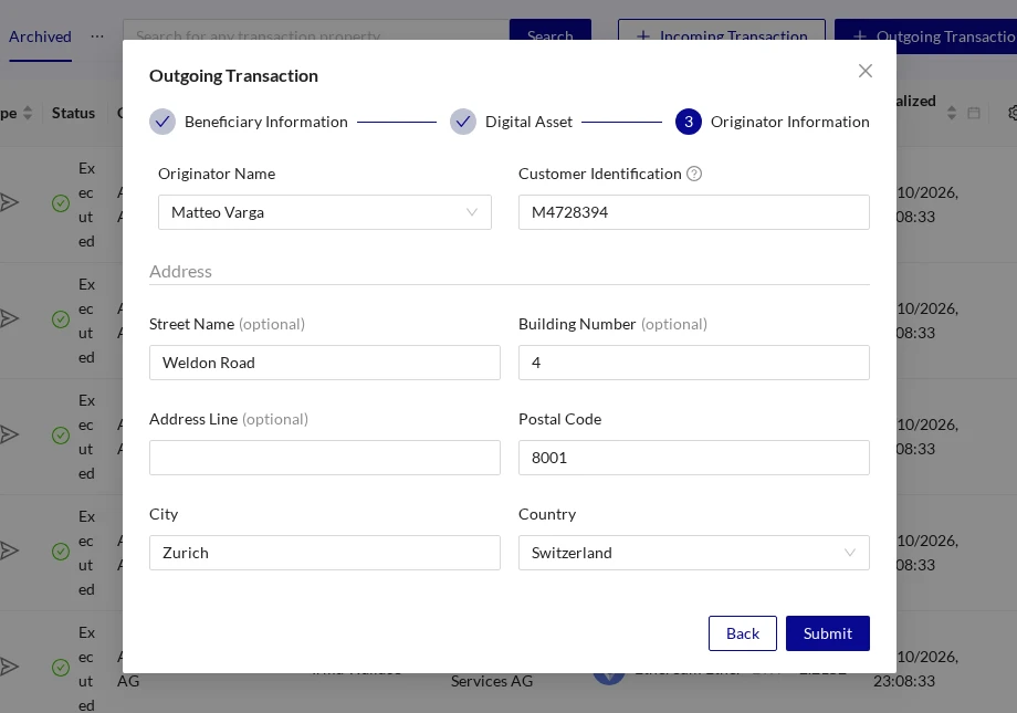 Outgoing Transaction Originator Using TRP