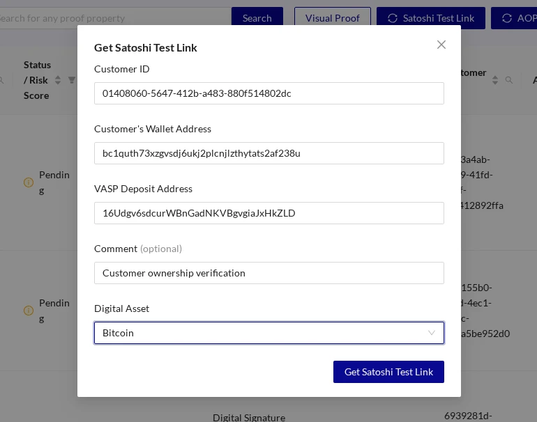 Satoshi Test Link Form