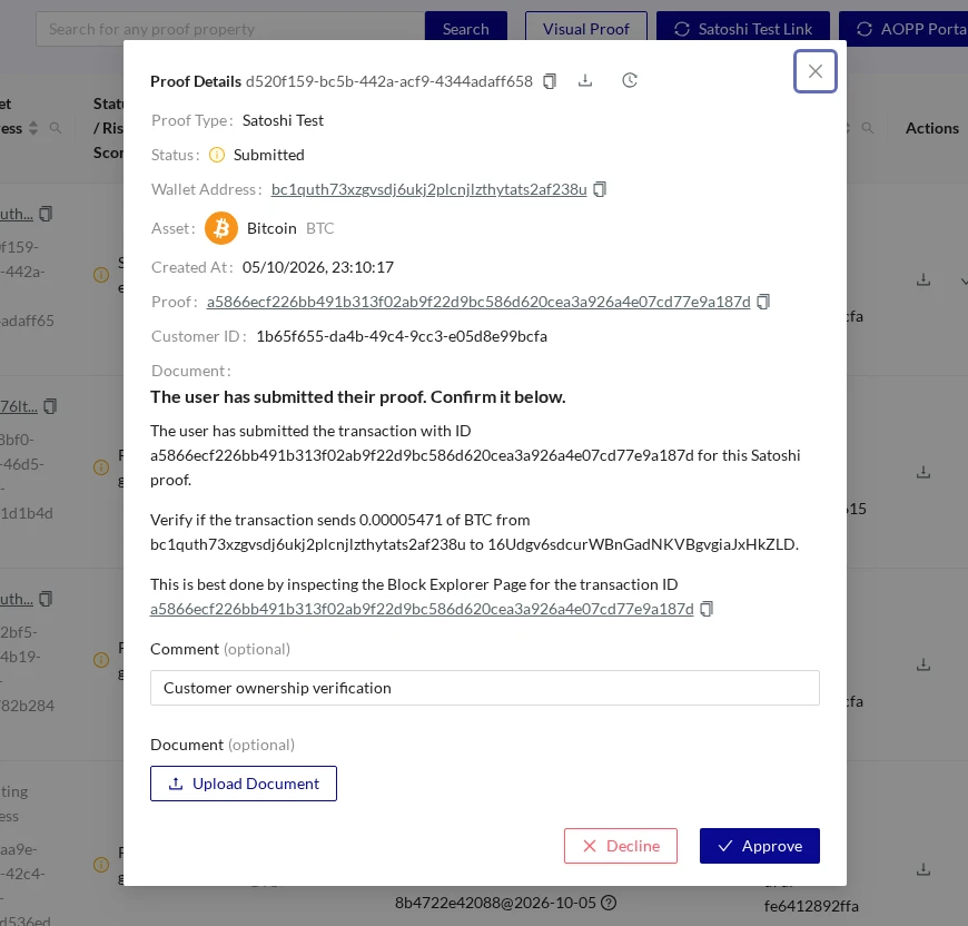 Satoshi Test Submitted Modal