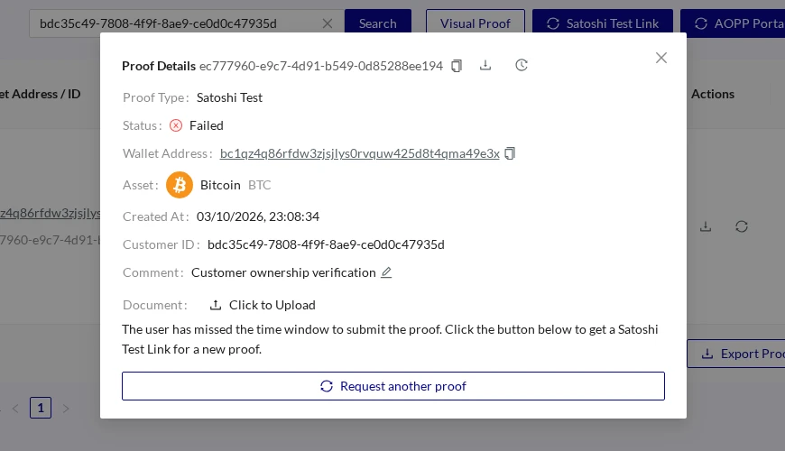 Satoshi Test Expire Proof Modal